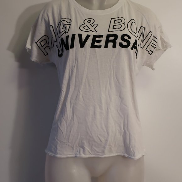 Womens Rag & Bone White Black Short Sleeve T-Shirt Top M * - Picture 3 of 8